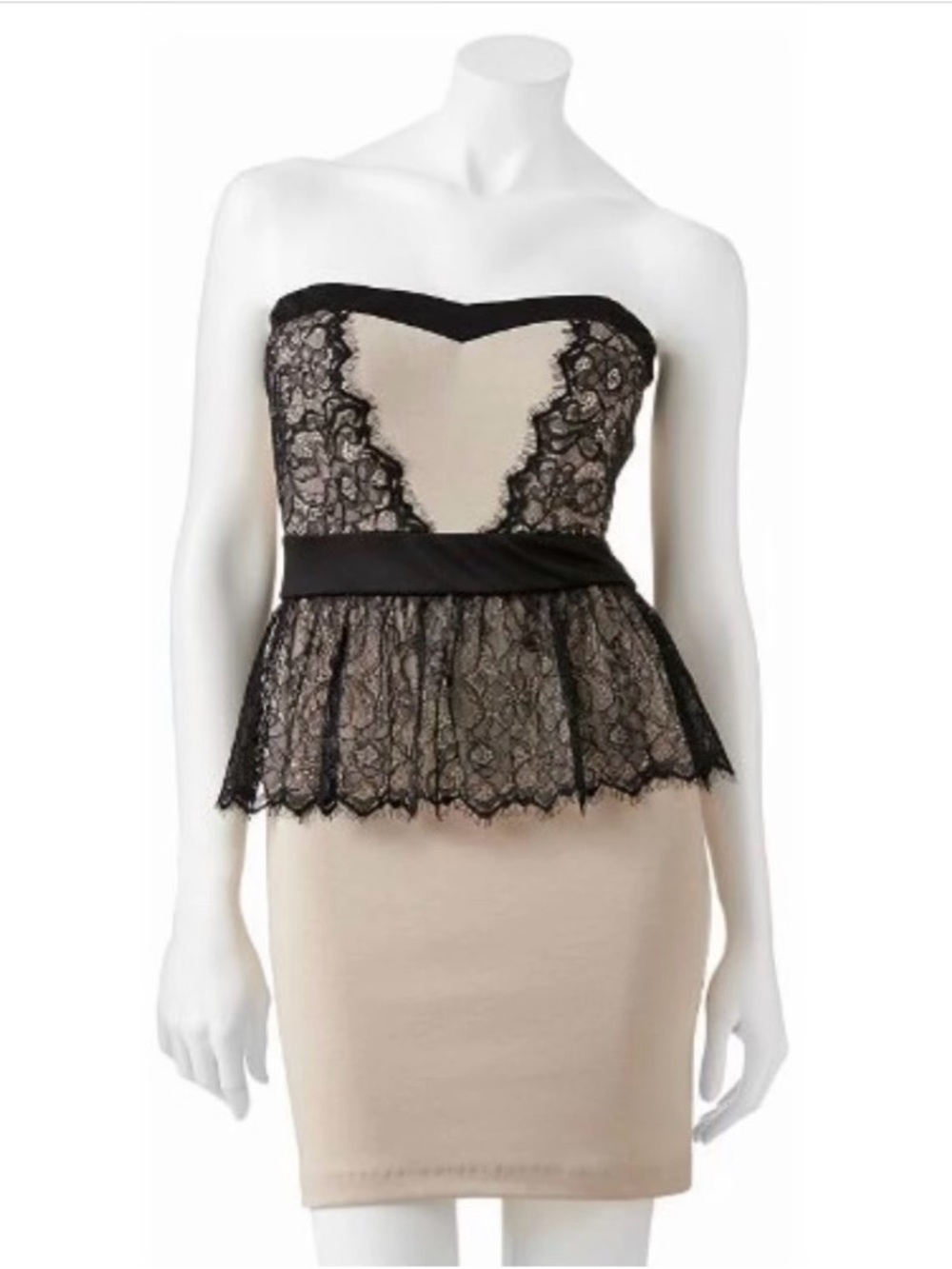 Lily Rose Lace Peplum Junior Strapless Dress